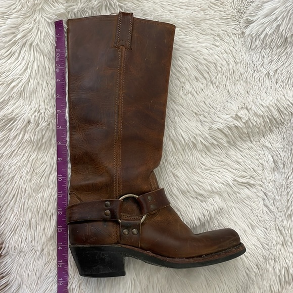 Frye 12R Harness vintage Brown Tall Square Toe Moto Riding Boots Women’s 6.5 - Picture 8 of 12
